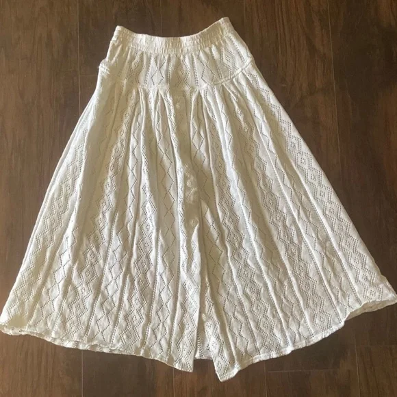 Vintage Doily Pointelle Knitted Button Down Crochet Midi Maxi Skirt🐇 - Picture 1 of 4